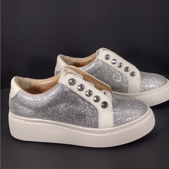 Alex Marie Silver and White High-Top Sneakers size 5 pre owned Exellent cond - Picture 2 of 10